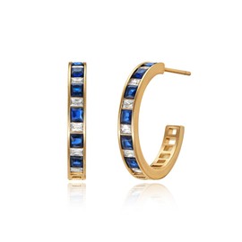 MYEARS Gold Hoop Earrings for Women 14K Gold Plated Black Cubic Zirconia Blue Stud Earrings Statement Jewelry for Women Trendy Gifts