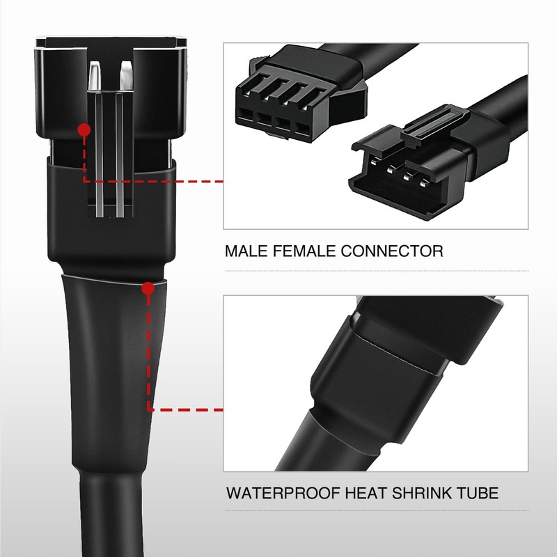 Nilight Extension Cable for Motorcycle LED Strip Lights 4PCS 2