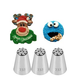 233 Piping Nozzle,Grass Piping Tip 233,Stainless Steel Multi-Opening Icing Nozzle for Grass, Fur, and Hair Effects,3 Pcs