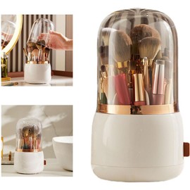 Contenedor Multifuncional para Brochas de Maquillaje con Tapa a Prueba de Polvo, Organizador de Brochas de Gran Capacidad para Tocadores Profesionales (WHITE)