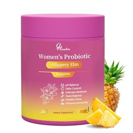 Her Juicy Women's Probiotic Gummies: Supports Women’s Wellness & pH Balance, Clean Vegan, Pineapple Flavor, Prebiotics & Lactobacillus Blend, with Slippery Elm, Gut Health & Immune Defense, 60 Gummies