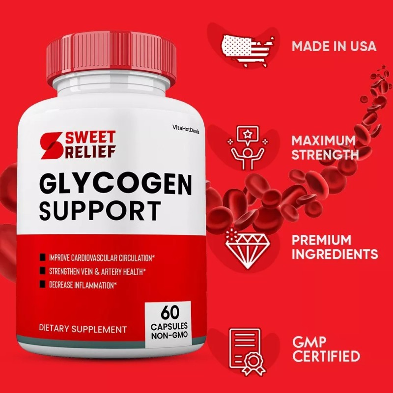 Sweet Relief Glycogen Control Capsules, Blood Vessel Supplement (1 Pack)