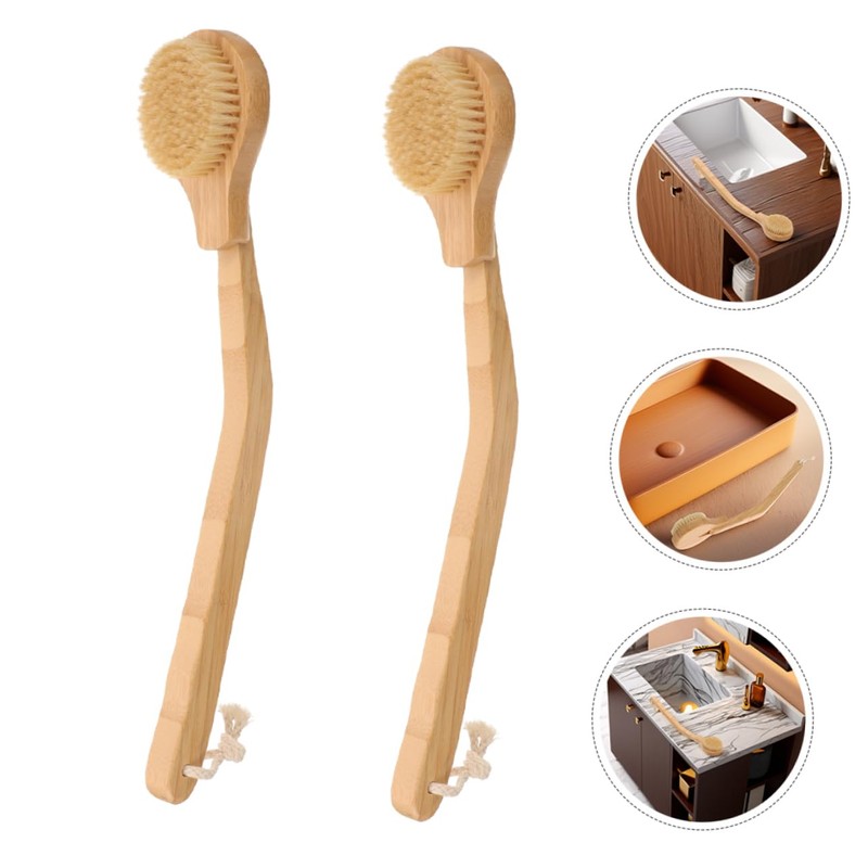 ORFOFE Elderly-disabled-friendly Long Handled Bath Brush Soft Bristles Body Scrubber