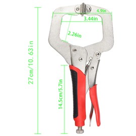 findmall 2Pcs 11 Inch Locking C-Clamp Locking Pliers Heavy Duty C Clamps Set Adjustable Welding Clamps Fit for Shop Home Farm and Automotive