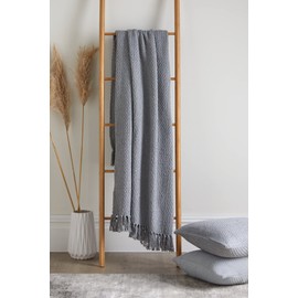 Drift Home - Hayden 100% Recycled Cotton Throw, Grey, 200 x 200 cm