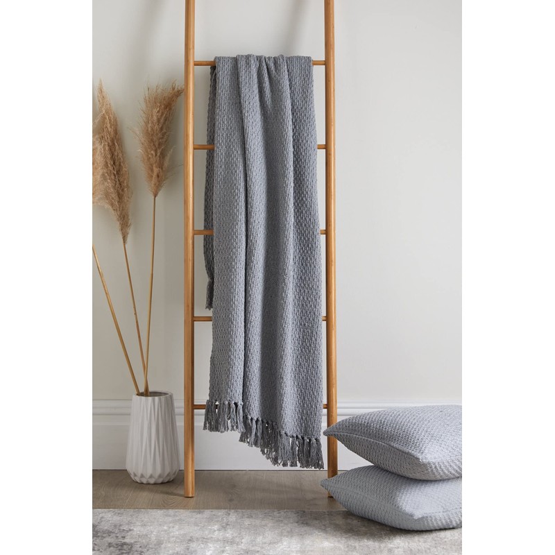 Drift Home - Hayden 100% Recycled Cotton Throw, Grey, 200