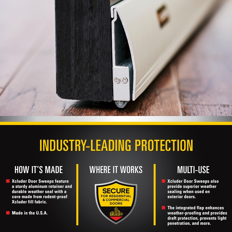 Xcluder 36" Versa-Line Rodent-Proof Door Sweep, Aluminum Cover - Seals