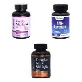 Kit Tongkat Ali  Shilajit 60 Caps 500 Mg  Cardo Mariano 60 Caps  Nad Resveratrol 30 Caps                                                              