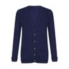 LUXE DIVA New Womens Everyday Long Sleeve Button Top Ladies Chunky Aran Cable Knit Grandad Cardigan UK Size 8-26 Navy