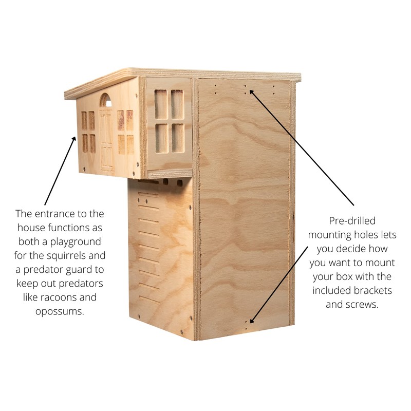 JCS Wildlife Plywood Squirrel House Nesting Box – Durable, Spacious