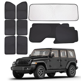 XCBYT 2019-2024 Wrangler Window Shades | 6 Layers Thickened Car Window Covers | 2 in 1 Car Full Window Privacy Curtains | 100% Blackout Window Shade and Heat Insulation for Camping Napping (8 PCS)