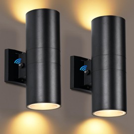 futxnziey Dusk to Dawn Outdoor Wall Lights 2 Packs, Modern Outdoor Porch Lights with Bulbs, Integrated LED Cylinder Exterior Light Wall Mount, Up and Down Lighting Wall Sconce for House Porch Door