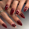 LunarCharm 24 Stück Weinrote Press On Nails Zum Aufkleben, Rote