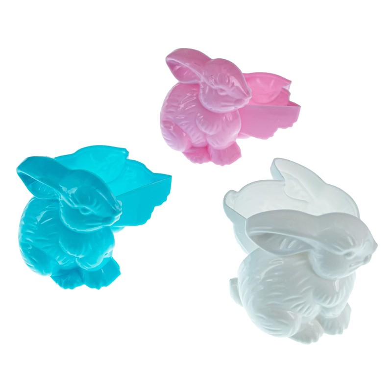 Set of 12 Multicolored Bunnies Fillable Plastic Easter Eggs