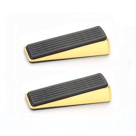 2 PCS Door Stopper Wedge, Heavy Duty Door Rubber Stopper Zinc Alloy Metal Wedge Non Slip Hardware Doorstops for House, Room, Shop, Indoor Door (Brushed Gold)