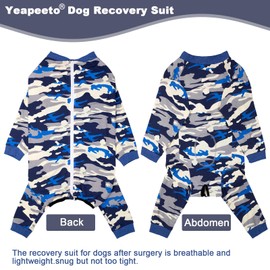 Yeapeeto Dog Recovery Suit Full-Zipper After Post-Surgery Large Medium Dogs, Dog Bodysuit for Prevent Licking& Chewing Wounds Onesies Cone Alternative (Camouflage, 7X-Large)