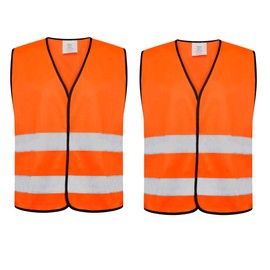 Pack of 2 Kids High Visibility Hi Viz Safety Vest Top Hi Vis Baby Waistcoat Children Yellow Reflective Vest (Orange, 10-12 Years)
