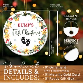HEXMOZ Bumps First Christmas Ornament 2024 - First Time Parent Gifts - Pregnancy Announcement Gifts for Husband, Grandparents - 1st Time New Dad, Mom Ornament, Baby On The Way - Family Ornament