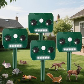 4Pack Cat Repellent Outdoor Squirrel Deer Repellent, Solar Ultrasonic Animal Repeller, Dog Repellent for Yard, Waterproof Skunk Deterrent Motion Detection Suitable for Rabbit Raccoon Coyote