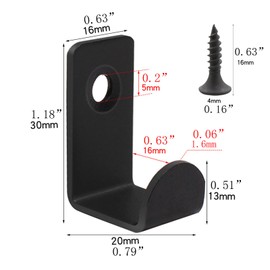 Yesmin 4 Pcs Black Invisible Wall Hooks - Short Heavy Duty Coat Hangers for Entryway, Holding Coats, Bags & Hats