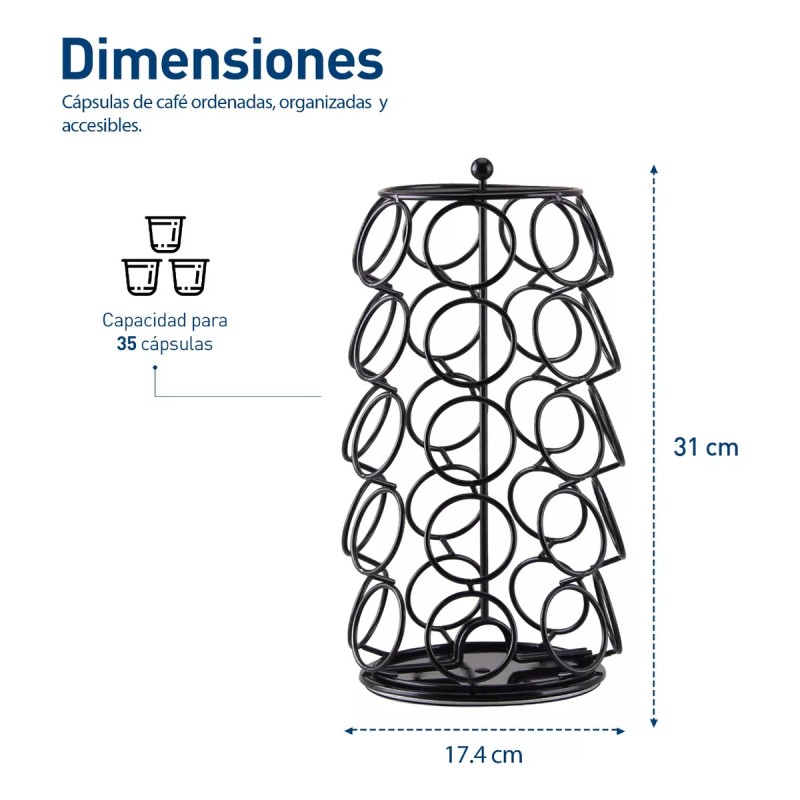 Bluelander Torre Organizador Giratoria Para Capsulas De Café Nespresso