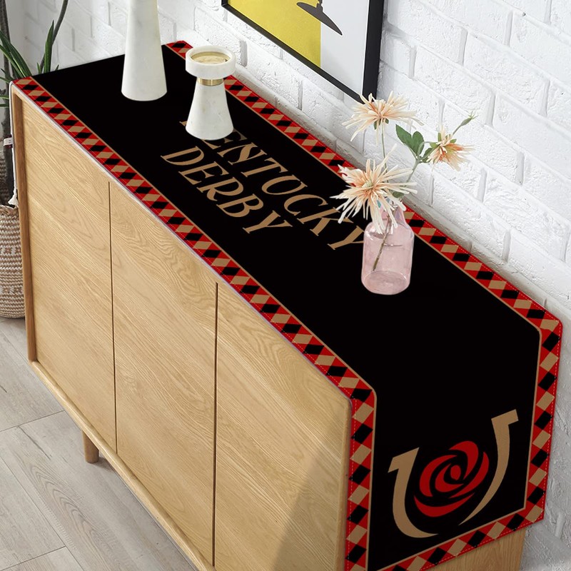Pudodo Run for The Roses Table Runner Derby Horseshoe Horse