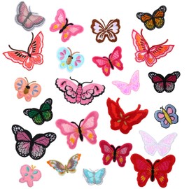 23 PCS Iron on Patches for Clothes, Butterfly Iron on Patches Multiple Shapes Embroidered Repair Patch Cute IronSew on Embroidereds Applique Decoration Sewing Patch for Jean, Bags, Jacket,Clothes DIY