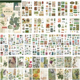 Auguro Vintage Ephemera Stickers Scrapbook Sticker Book with 439 Stickers and 20 Scrapbook Papers Sticker Book for journaling Aesthetic Stickers for journaling Stickers Vintage