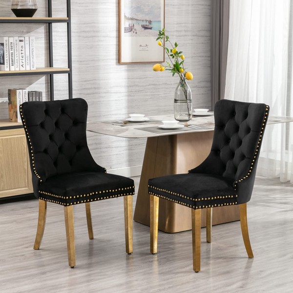LZ LEISURE ZONE Velvet Dining Chairs Set of 2, Upholstered