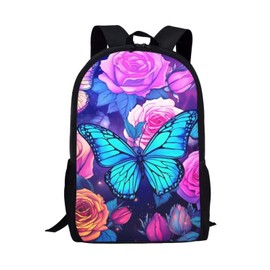 HELLHERO Butterfly Backpack for Girls 6-8 8-10 10-12 Teen Girls Schoolbag Children Kids Bookbags Elementary Kindergarten Preschool School Backpacks Outdoor Satchel Travel Daypacks