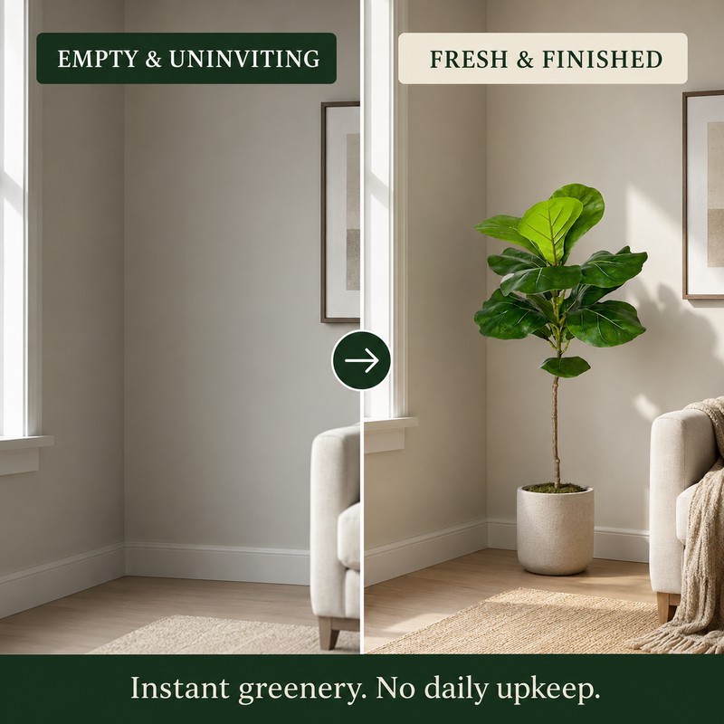 Artificial Ficus Tree Branch, 27.55 in Fake Green Plant Decor