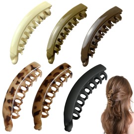 GIKPAX 6 große Bananen-Haarspangen, Bananenspange mit starkem Halt, 5 Zoll, Haarspangen für Dickes Haar, französisches Haar-Accessoire für Mädchen und Frauen