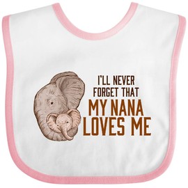 inktastic I'll Never Forget That My Nana Loves Me Baby Bib White and Pink 42e41