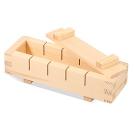 Wood Sushi Press Mold with/Without Slots, Rectangular Oshizushi Press Mold Smooth Oshizushi Box Practical Sushi Rice Roll for Home Kitchens Restaurants(Log Color,with Slot)