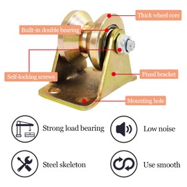 Pack of 4 V-Groove Rope Rollers for Washing Line, Pulley System, Industrial Machinery, Inverted Roller Doors, Pulley