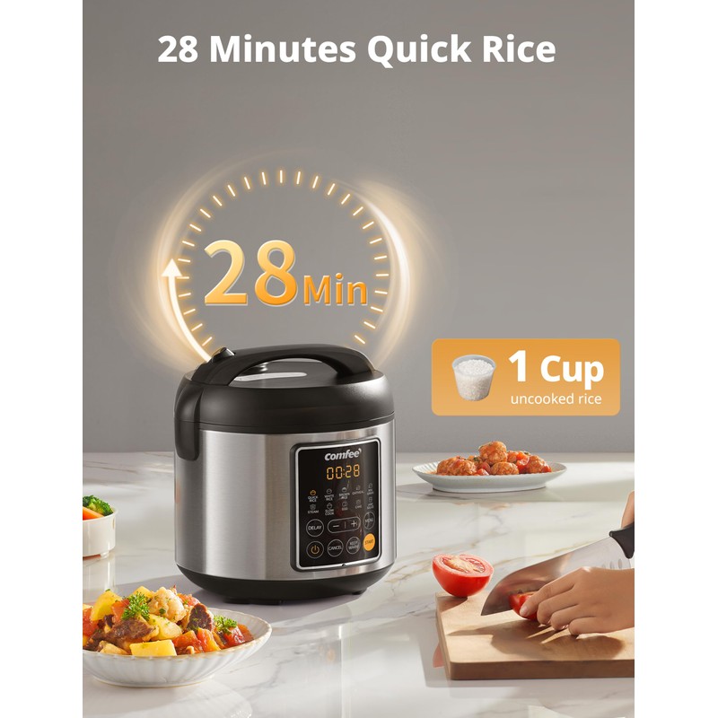 COMFEE' Rice Cooker, 4 Cups Uncooked, 8 Cups Cooked Slow