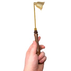 Needzo Brass Candle Snuffer with Wooden Handle, Catholic Church Supplies, 10.5 Inches