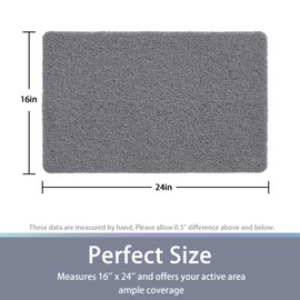 Shower Mats Non-Slip, 16x24 Inch, Fast Drying Bath Tub Mats, Can be Cut PVC Loofah Bathroom Mats, Loofah Mats for Shower and Bathroom, Kitchen, Quick Drying（Grey）