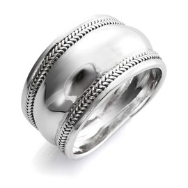 Treasure Bay Women's Chunky Silver Ring - Statement Braided Fashion Design 925 Sterling Silver Ring For Women and Girls Size P R T W Y Z (R)