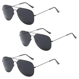 KIRVOS Polarising Aviator Sunglasses with UV Protection, Classic Retro Style, Black Lenses - Ideal for Driving, Travel, Fishing (Black)