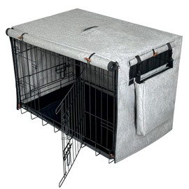 VERABE 600D Dog Crate Cover, Waterproof Pet Kennel Cover with Storage Bag, Dog Cage Cover Fit for 36 Inch Wire Crate, 36 Inches, Gray (Cover Only)