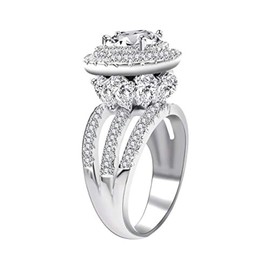 Uloveido Charm Jewelery Wedding Band Engagement CZ Crystal Cocktail Ring for Women Suqare Created Emerald RJ213 (Size 7)