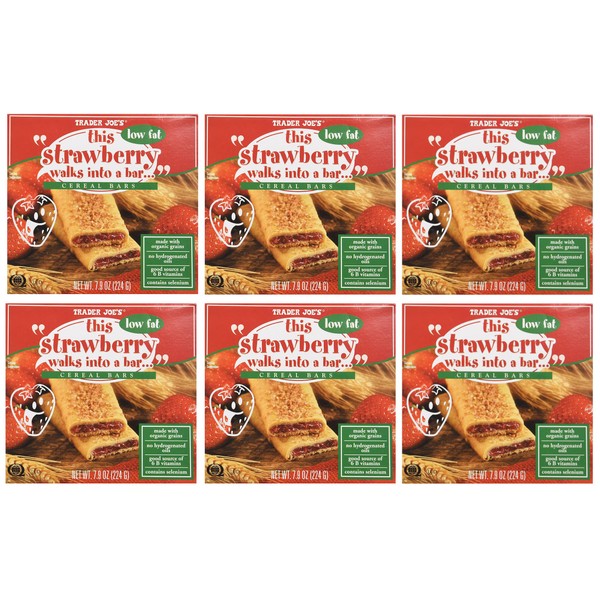 Trader Joe's Strawberry Low Fat Cereal Bars, 6 Count Box (1.3 oz/bar), (Pack of 6)