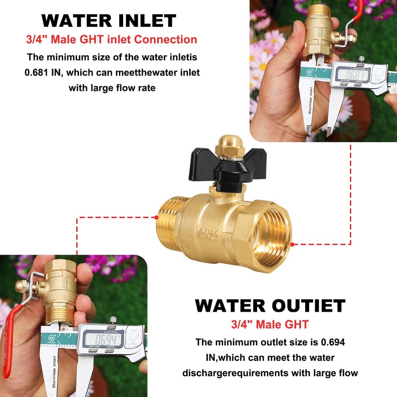 YELUN Garden Hose Brass Shut Off Valve Full Flow, No