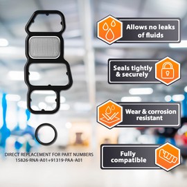 Head Cylinder Solenoid Valve Gasket Replacement for Honda/Acura Accord CR-V HR-V ILX 2006-2021 - VTEC Filter Spool Valve 1.8L 2.0L - Set of 15826-RNA-A01+91319-PAA-A01 by AUTOMAJOR