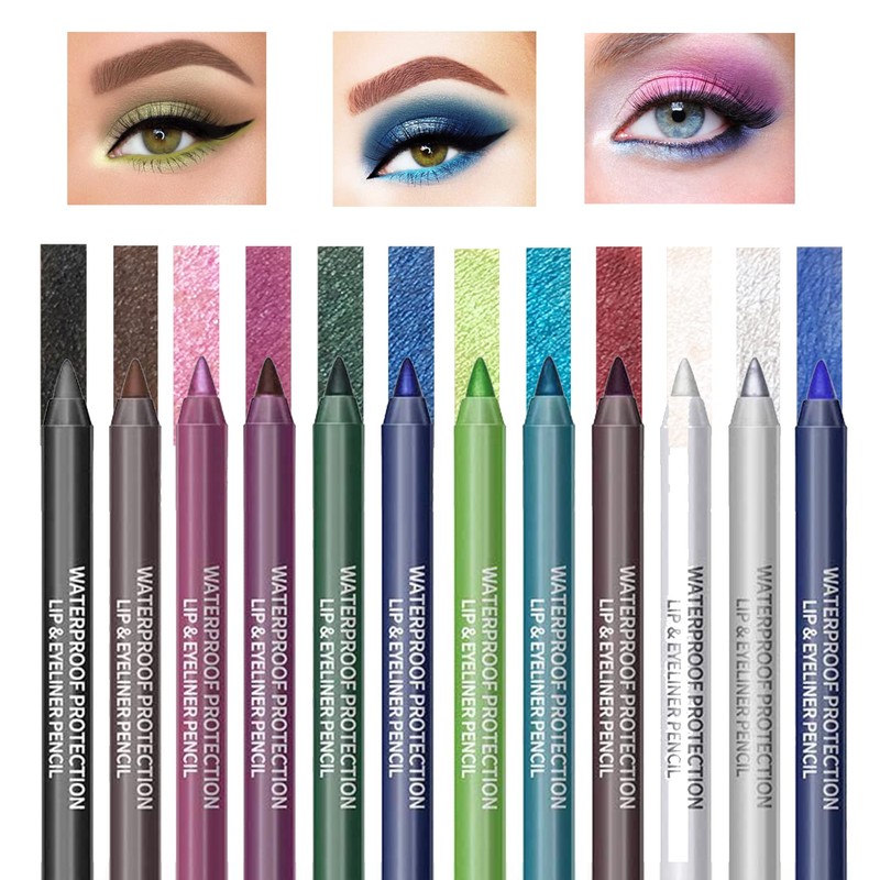 Fashion Base Eyeliner Pencil, 12 Colours Eyeliner, Professional Highlighter Eye