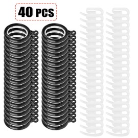 40 Pack Curtain Rings and Hooks, Black 36mm Hanging Rings Hooks Plastic Black Curtain Rings with Hooks for Hanging Curtains Drape Sliding Eyelet Rings