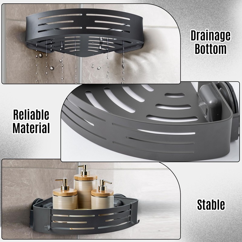 GQIRIL Corner Shower Caddy Shelves - Suction Cup Shower Organizer