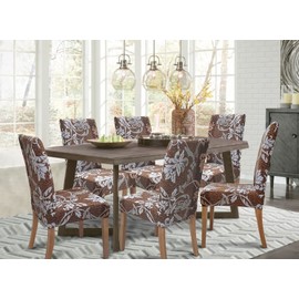 SPRINGRICO Chair Covers for Dining Room Set of 4, Stretch Dining Chair Cover, Washable Spandex Kitchen Parsons Chair Slipcovers, Removable Seat Protector for Home or Party (4 Pack, Floral BROWN1)