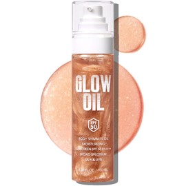 Aceite Corporal Iluminador, Protección Solar De Amplio Espectro Spf 50, Loción Corporal Con Brillo Y Mica, Hidratante Ligera Y No Pegajosa Con Coco, Iluminador De Piel Para Resultados Radian